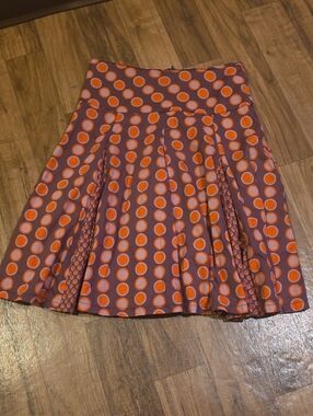Polka Dot Orange & Purple Pleated Skirt